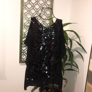 BCBG Max Azria Sequin Flowy Chiffon Blouse Dress